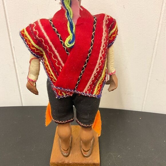 Vintage Handmade Mexican Aztec Peruvian Man With Bowl on Head Stand 9.5" - Picture 11 of 13